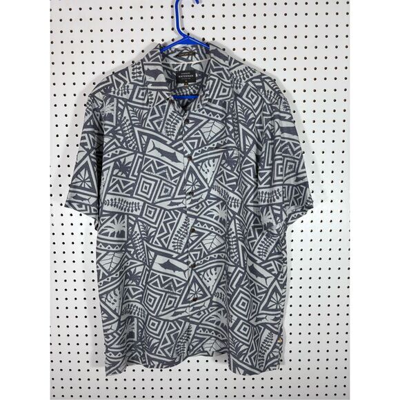 Quiksilver Waterman Geo print button down shirt size L - Picture 1 of 4